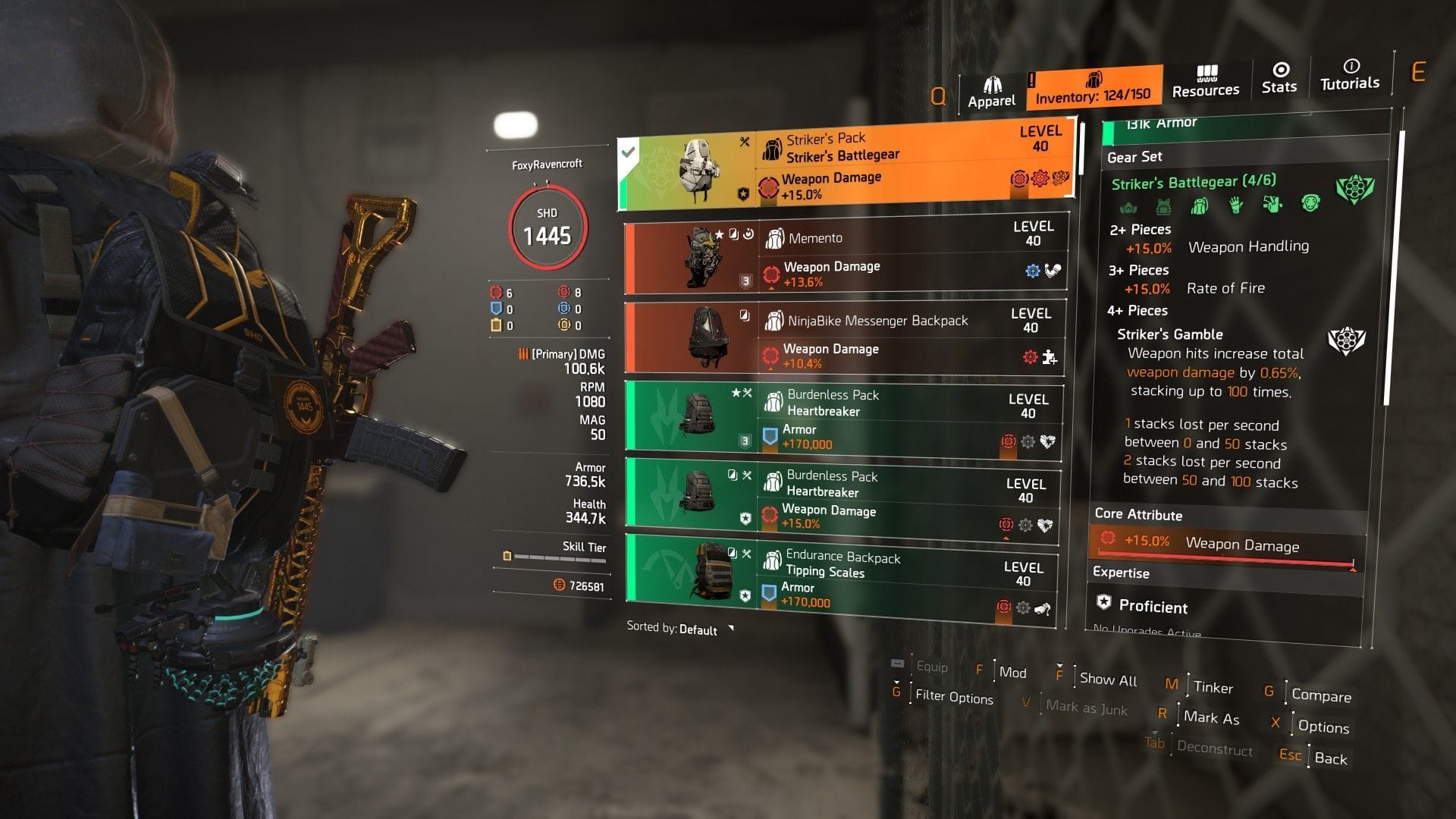 Peça de equipamento de atacante em The Division 2 (imagem via Ubisoft) 