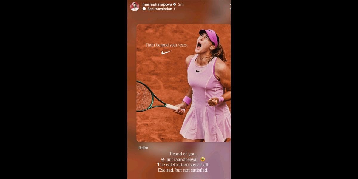 Uma captura de tela da história de Maria Sharapova no Instagram. (Fonte: Maria Sharapova Instgram)