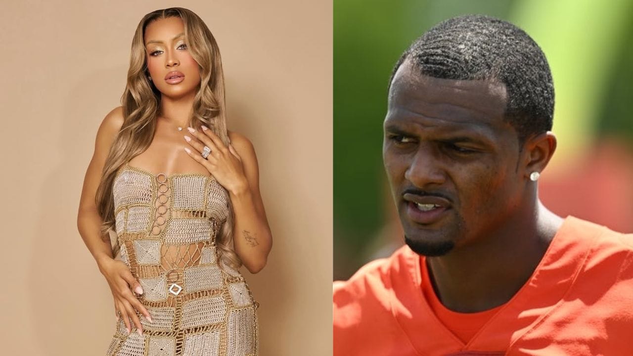 PIC: Deshaun Watson and backless-top clad Jilly Anais get intimate on Spain's street during Lewis Hamilton's historic Barcelona GP win