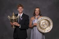 Jannik Sinner da Itália e Iga Swiatek da Polônia no The Championships Wimbledon 2025 em Londres, Inglaterra. (Foto de Getty Images)