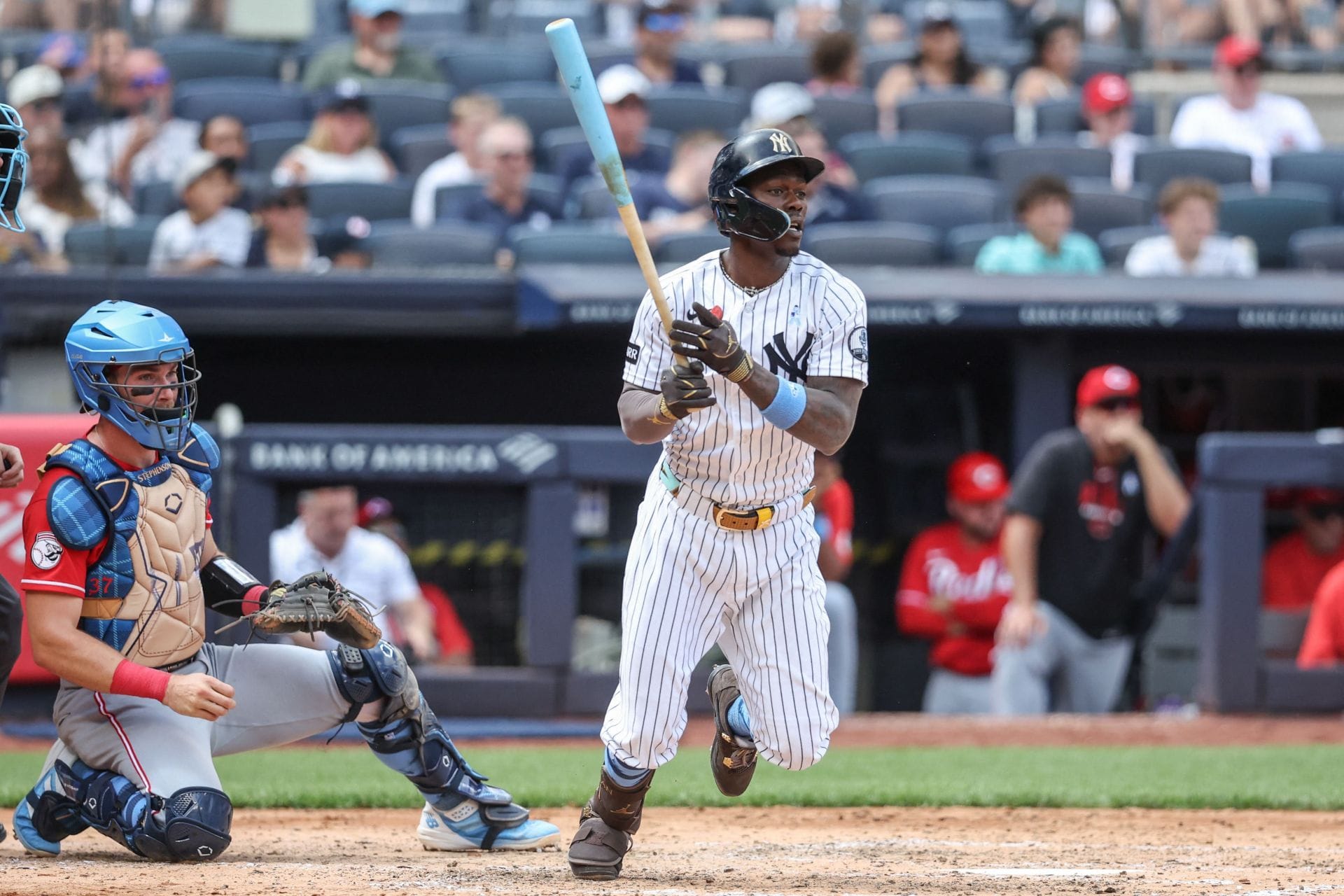 "Trade him or waive him";"This falls on Aaron Boone" - Fans react to Jazz Chisholm Jr. playing second base with a blow pop in his mouth