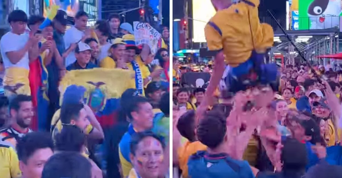 Ecuador fans take over Times Square with celebrations after qualifying for FIFA World Cup knockout round by beating Germany