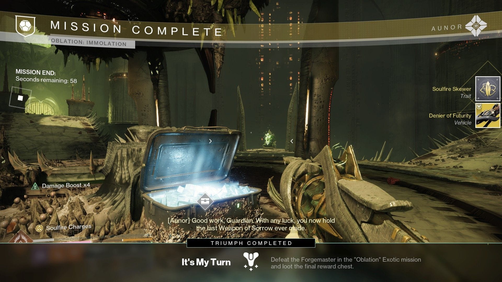 Primeiro você precisa completar todas as missões Oblation Exotic em Destiny 2 (Imagem via Bungie)