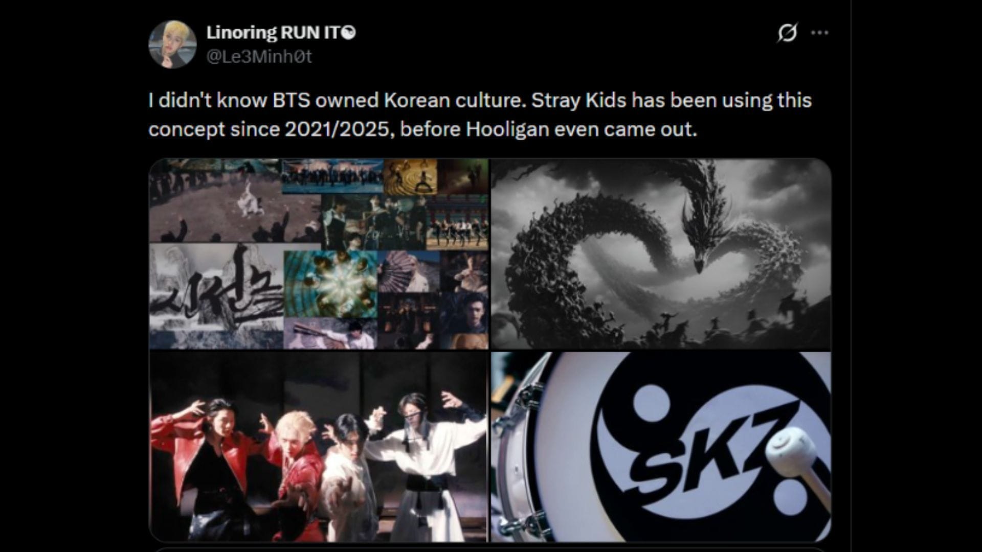 Defesa dos fãs do Stray Kids (Imagem via X/@Le3Minh0t)