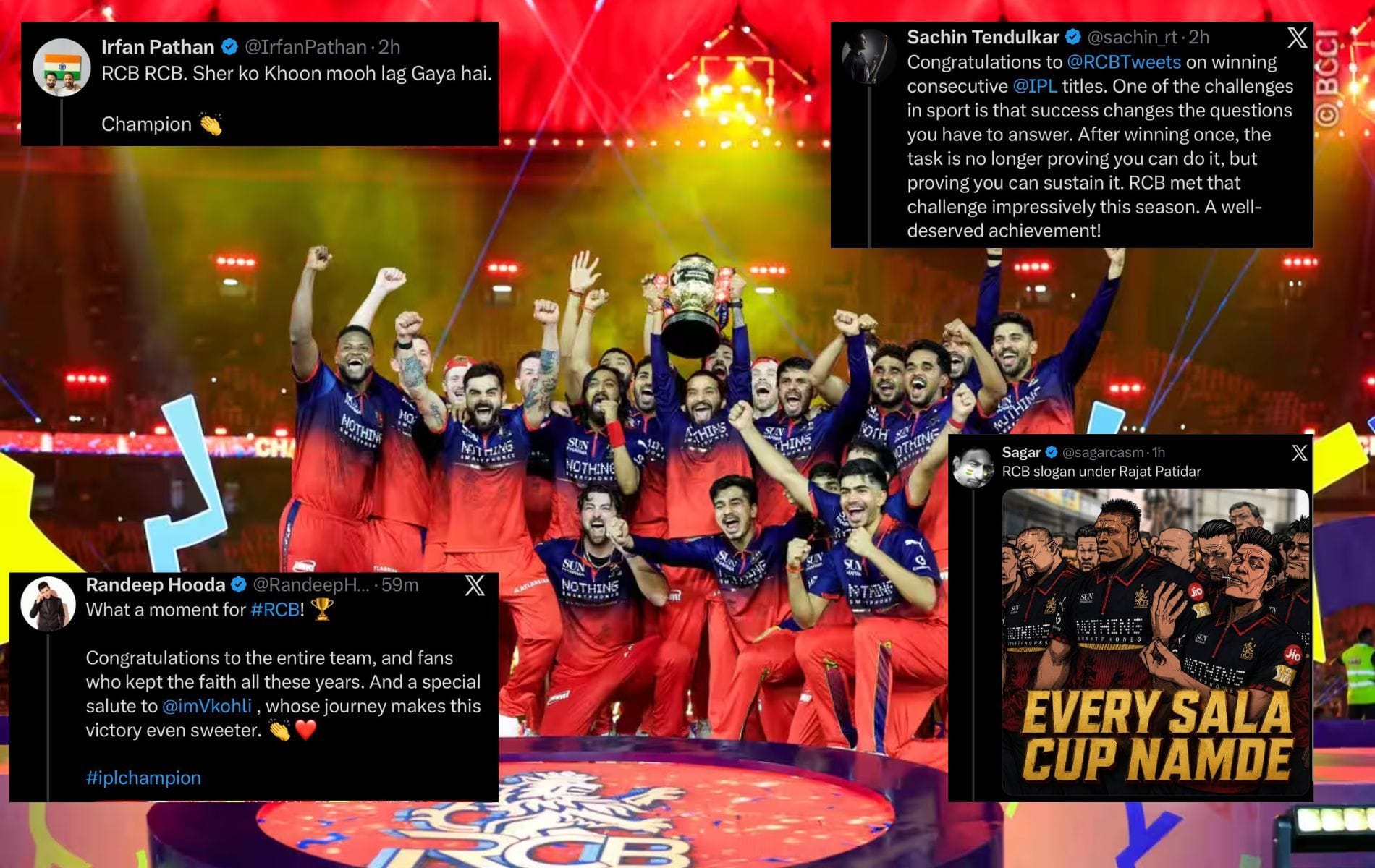 "Sher ko khoon mooh lag gaya hai" - Social media reacts as RCB beat GT by 5 wickets in IPL 2026 final to clinch back-to-back titles 