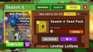 Pacote de sementes da 6ª temporada (imagem via Roblox)