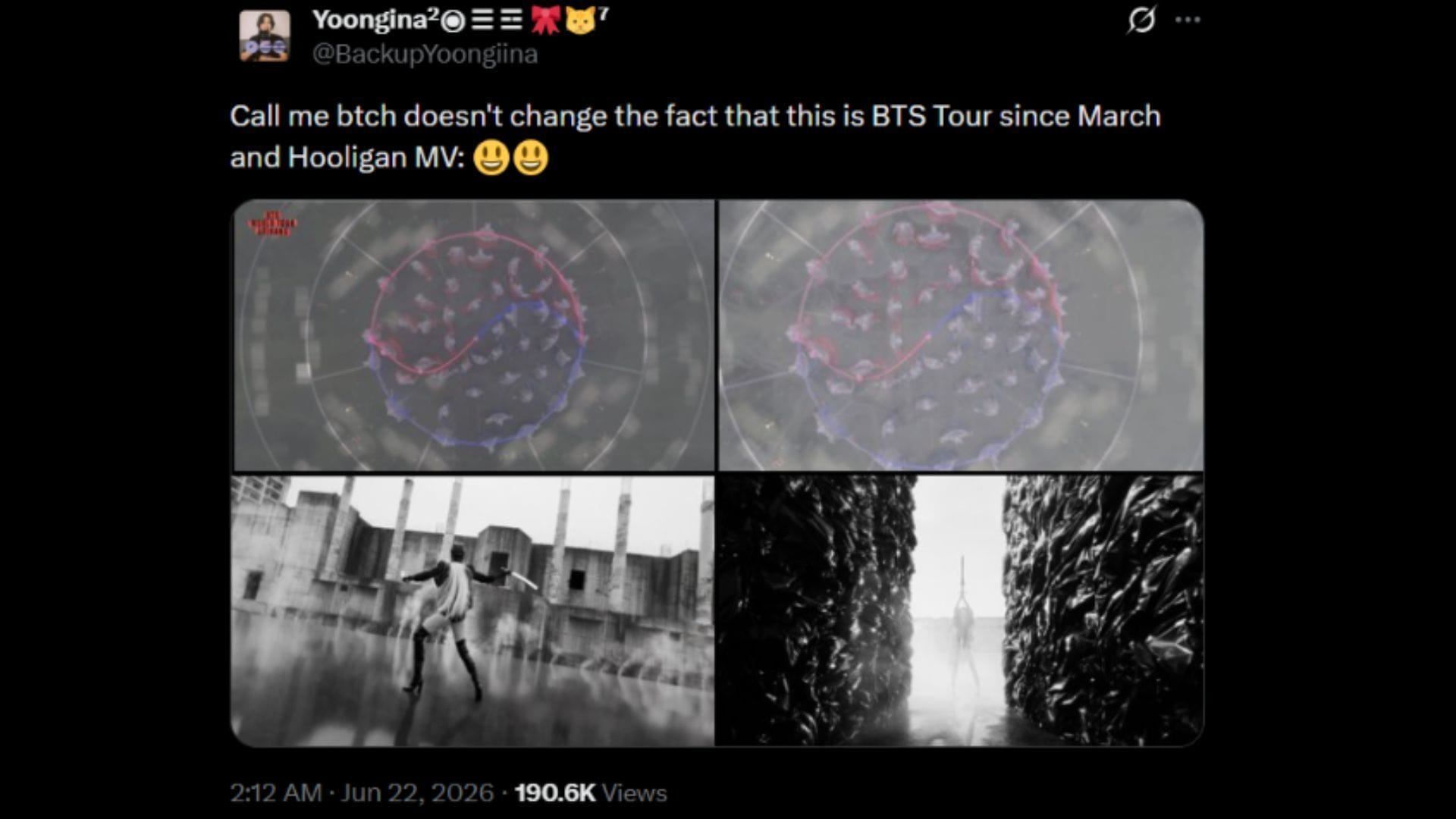 Uma comparação de fãs do BTS (imagem via X/@BackupYoongiina)