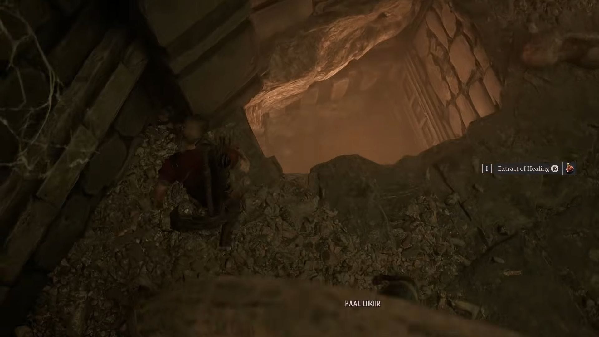 Desça deste buraco para alcançar a segunda chave (Imagem via THQ Nordic || YouTube/@GGChannelX)