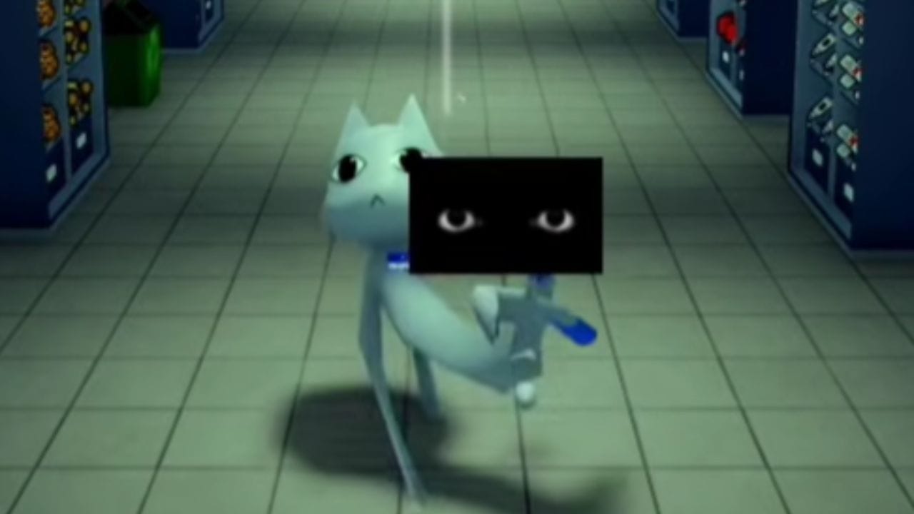 Uma anomalia carregando uma placa com olhos (Imagem via Roblox)