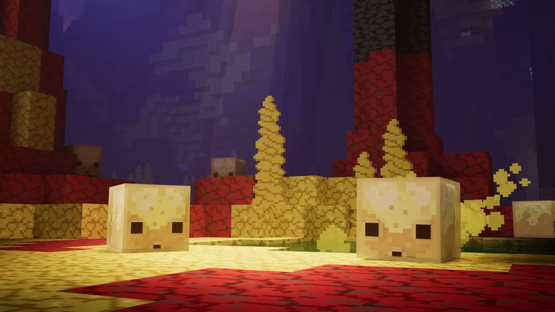 Blocos de enxofre potentes no Minecraft podem ser feitos combinando blocos de enxofre (Imagem via Mojang Studios)