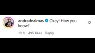 Comentário de Andrade na postagem de MJF (Screengrab retirado do Instagram/@the_mjf)