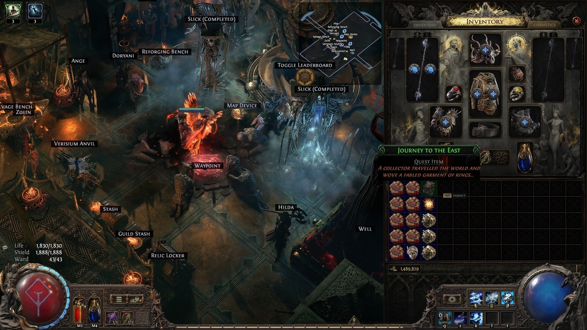 Diário de bordo da missão Journey to the East no inventário do Path of Exile 2 (Imagem via GGG) 