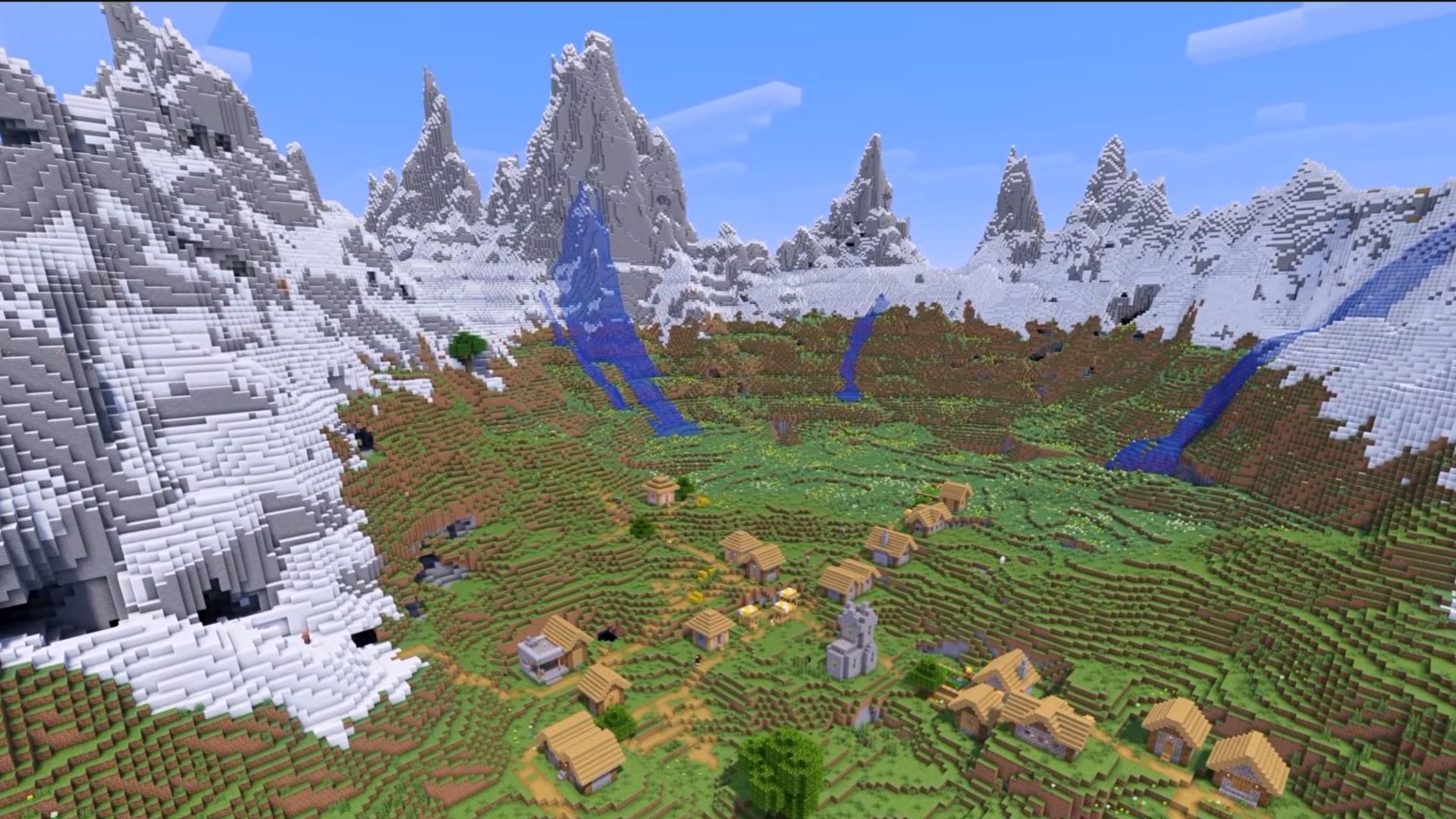 This is one of the most beautiful worlds to spawn in the latest version of the game (Image via Mojang Studios || YouTube@akirby80)