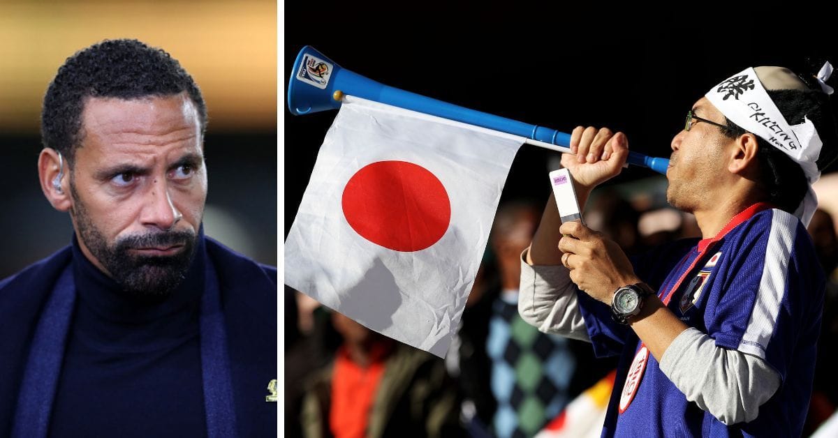 Rio Ferdinand salutes Japan national team supporters for their gesture after their FIFA World Cup draw against the Netherlands 