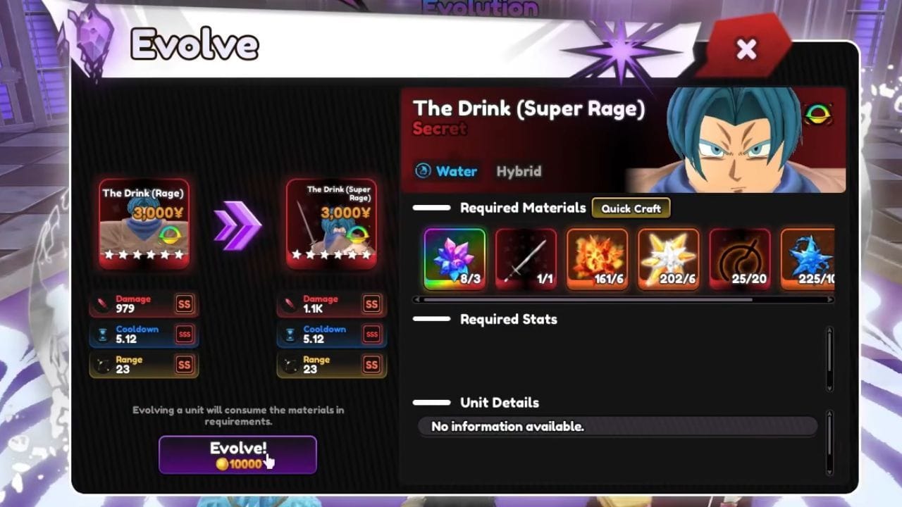 Requirements for The Drink's third evolution (Image via Roblox)