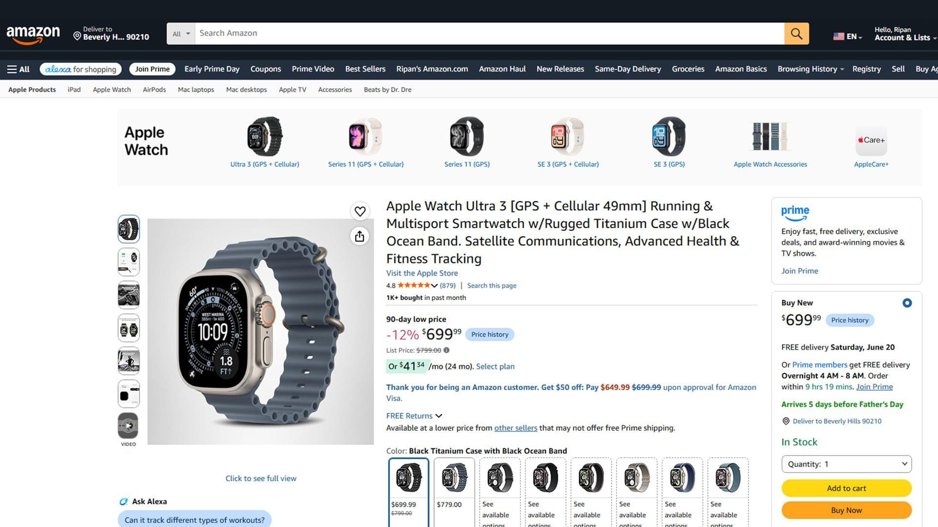 Apple Watch Ultra 3 available at $99 off on Amazon (Image via Amazon)