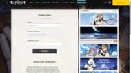 Resgatar códigos no site oficial (Imagem via HoYoverse)