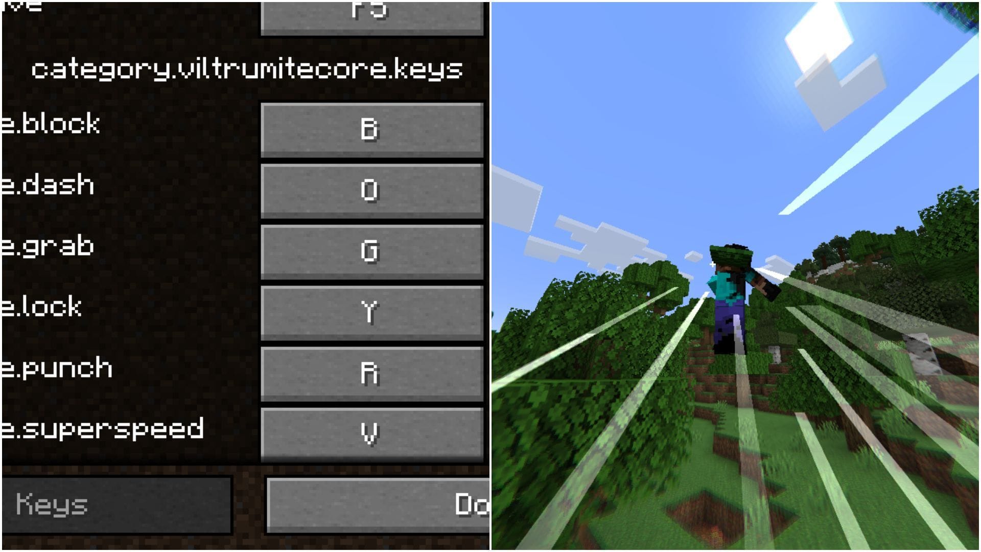 Keybinds for different abilities (Image via Mojang Studios || Sportskeeda)