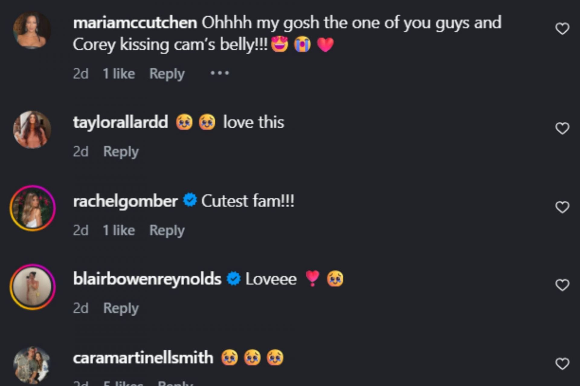 Captura de tela do comentário da esposa de Cody Bellinger (imagem via Instagram/madyseager)