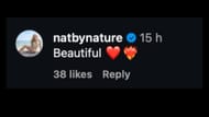 Natalya reage à foto de Mona no Instagram. (Imagem via Instagram/@mercedesmone)