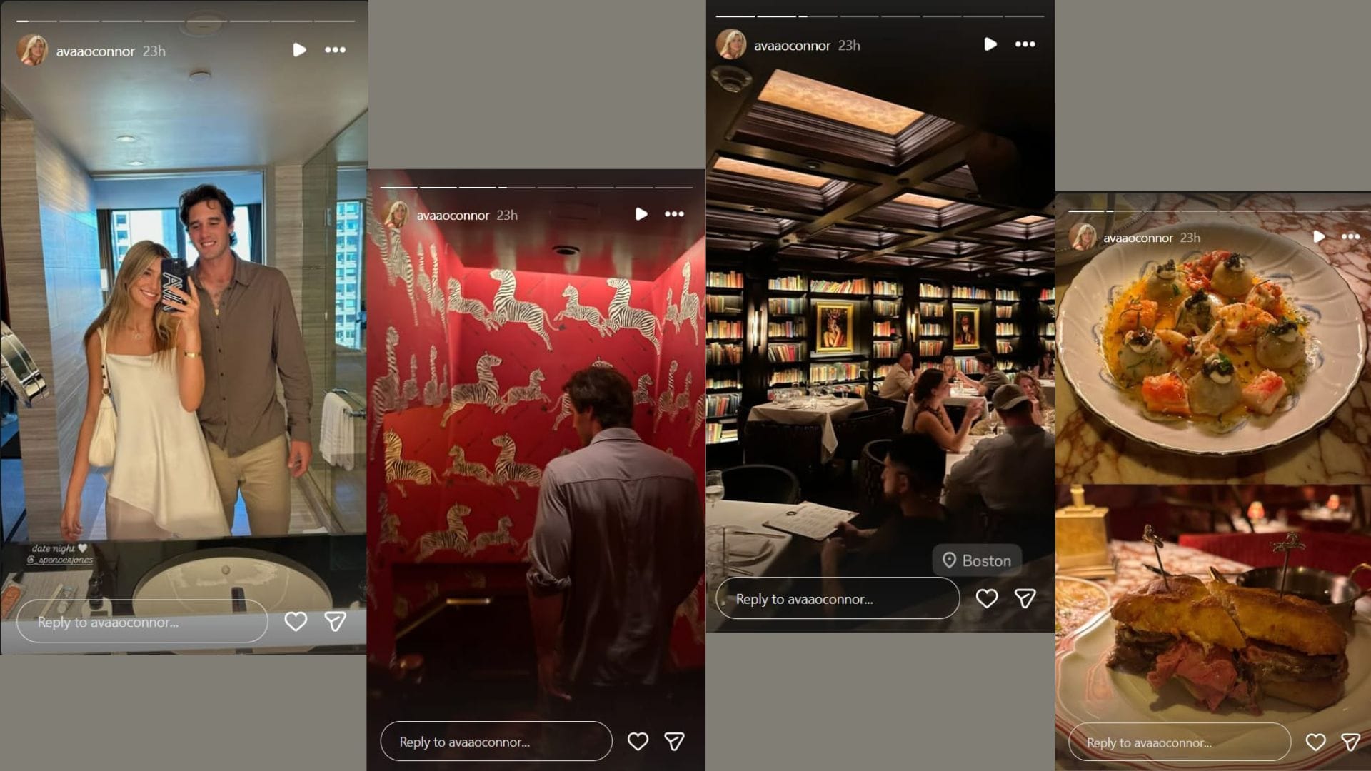 Spencer Jones e sua namorada, Ava, desfrutam de um jantar romântico no luxuoso clube de jantar de Boston