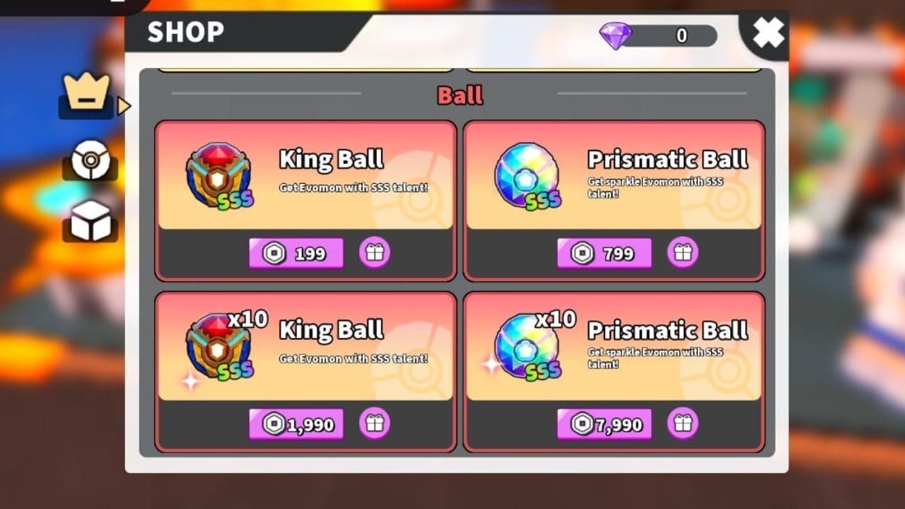 The Shop menu (Image via Roblox)