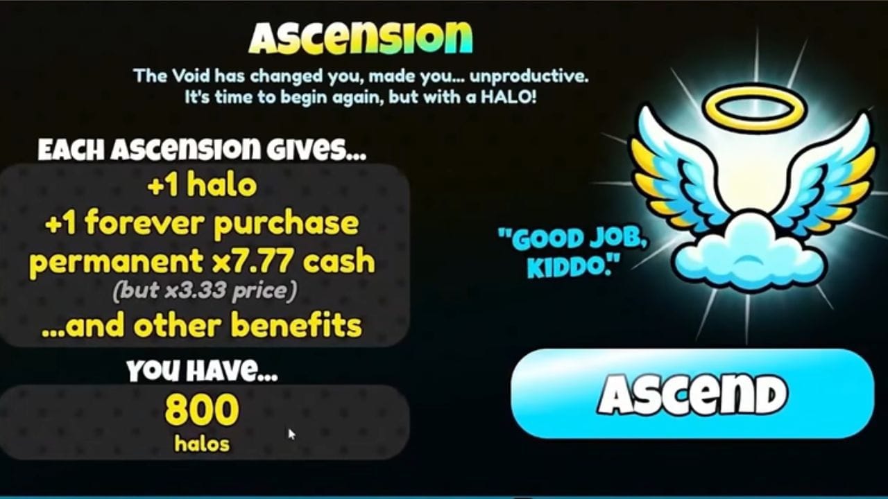O menu Ascensão (imagem via Roblox)