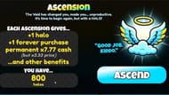 O menu Ascensão (imagem via Roblox)