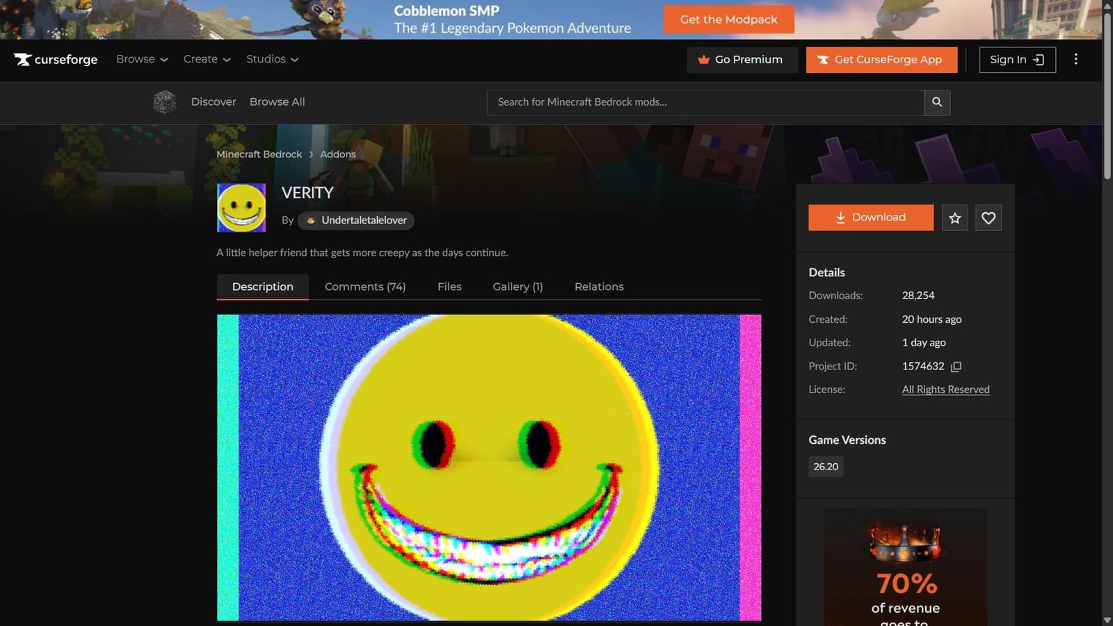 How to get Verity mod for Minecraft Java and Bedrock Editions