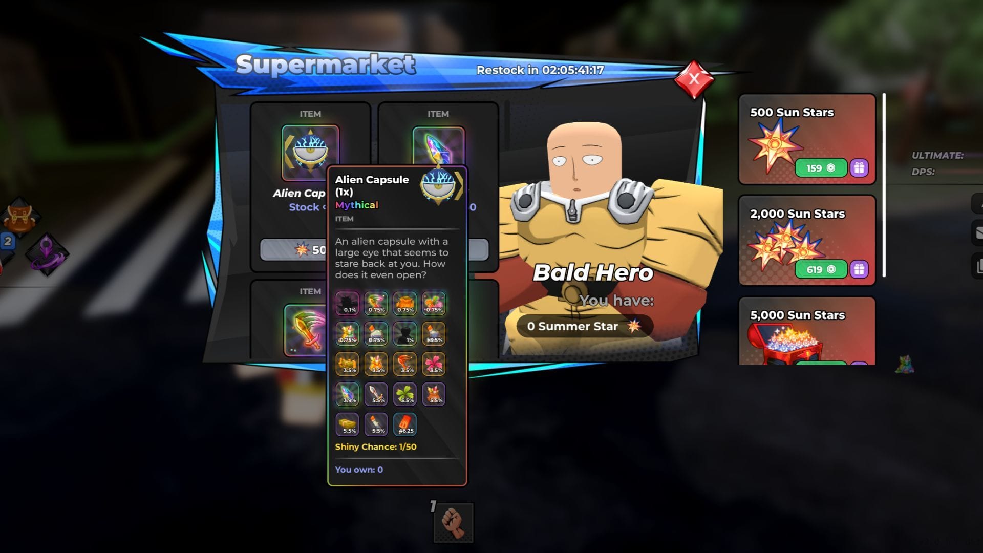 Alien Capsules têm 0,1% de chance de derrubar o Universe Dominator (Imagem via Roblox)