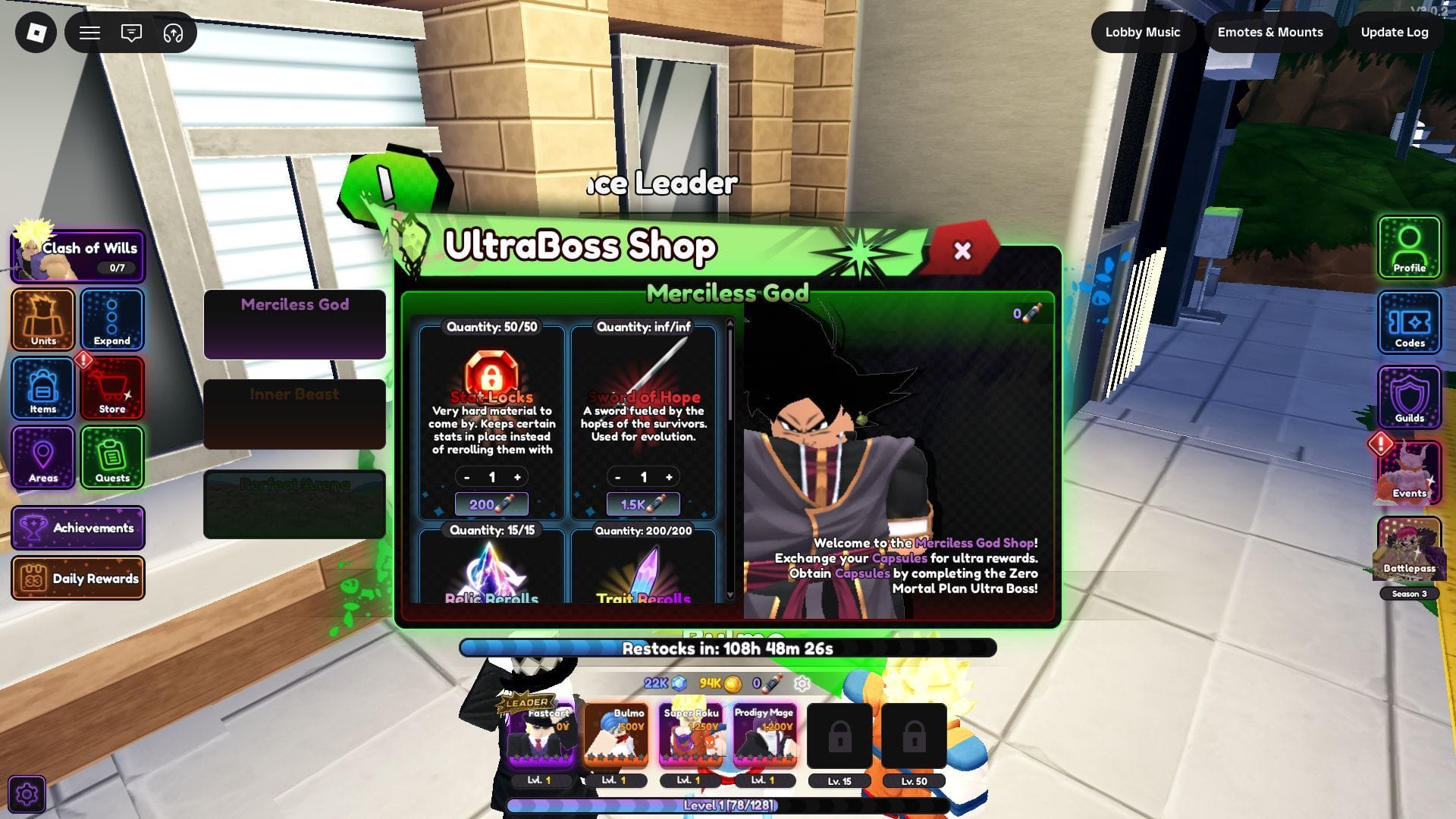 The Ultra Boss shop (Image via Roblox)