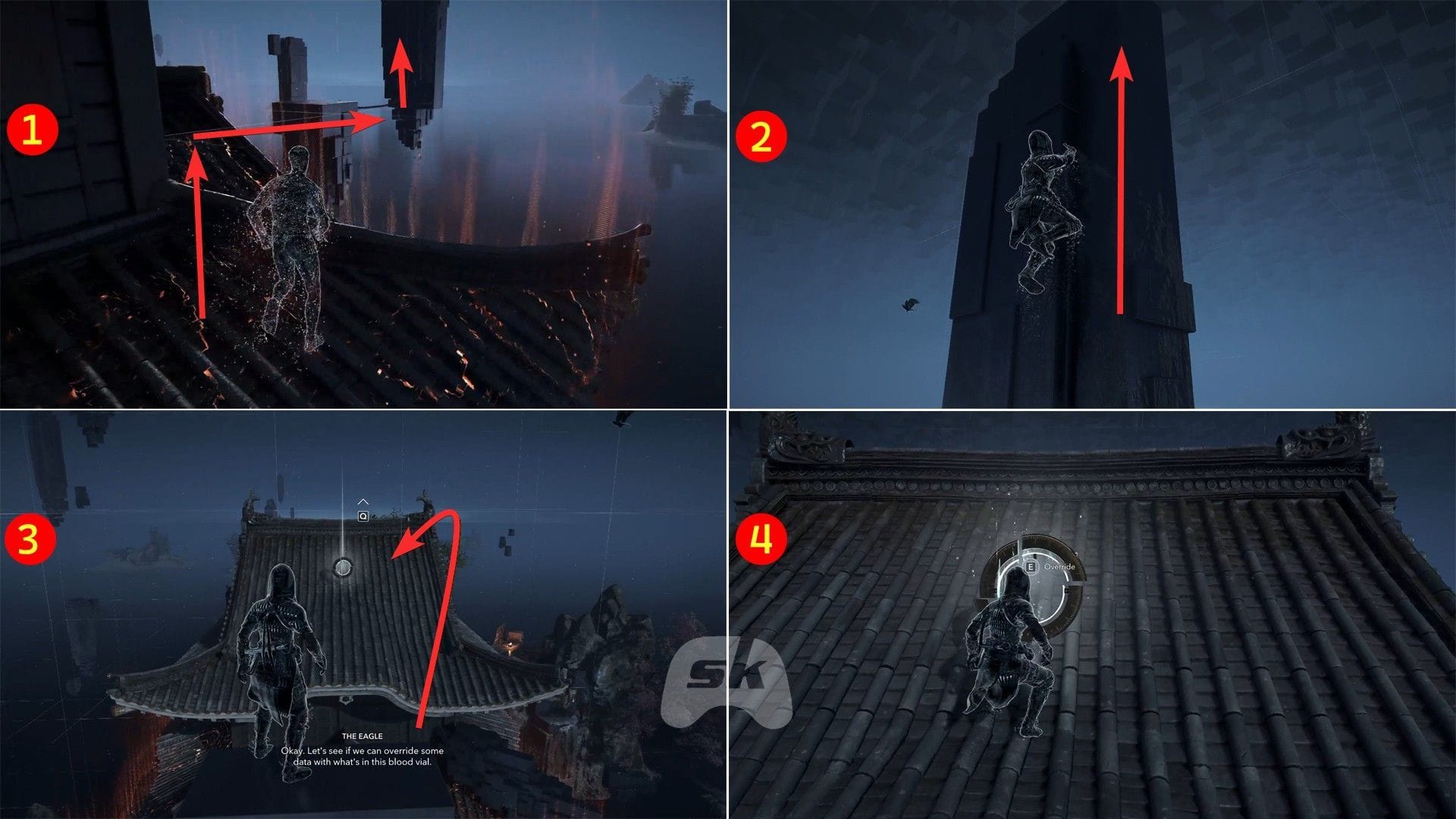 Substitua o fragmento de dados no telhado (imagem via Ubisoft)