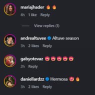 Captura de tela dos comentários (imagem via Instagram/neenaaltuve27)