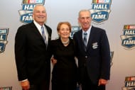 Ned Jarrett, Martha Jarrett with son Dale Jarrett at NASCAR Hall of Fame on January 29, 2014. - Source: Getty