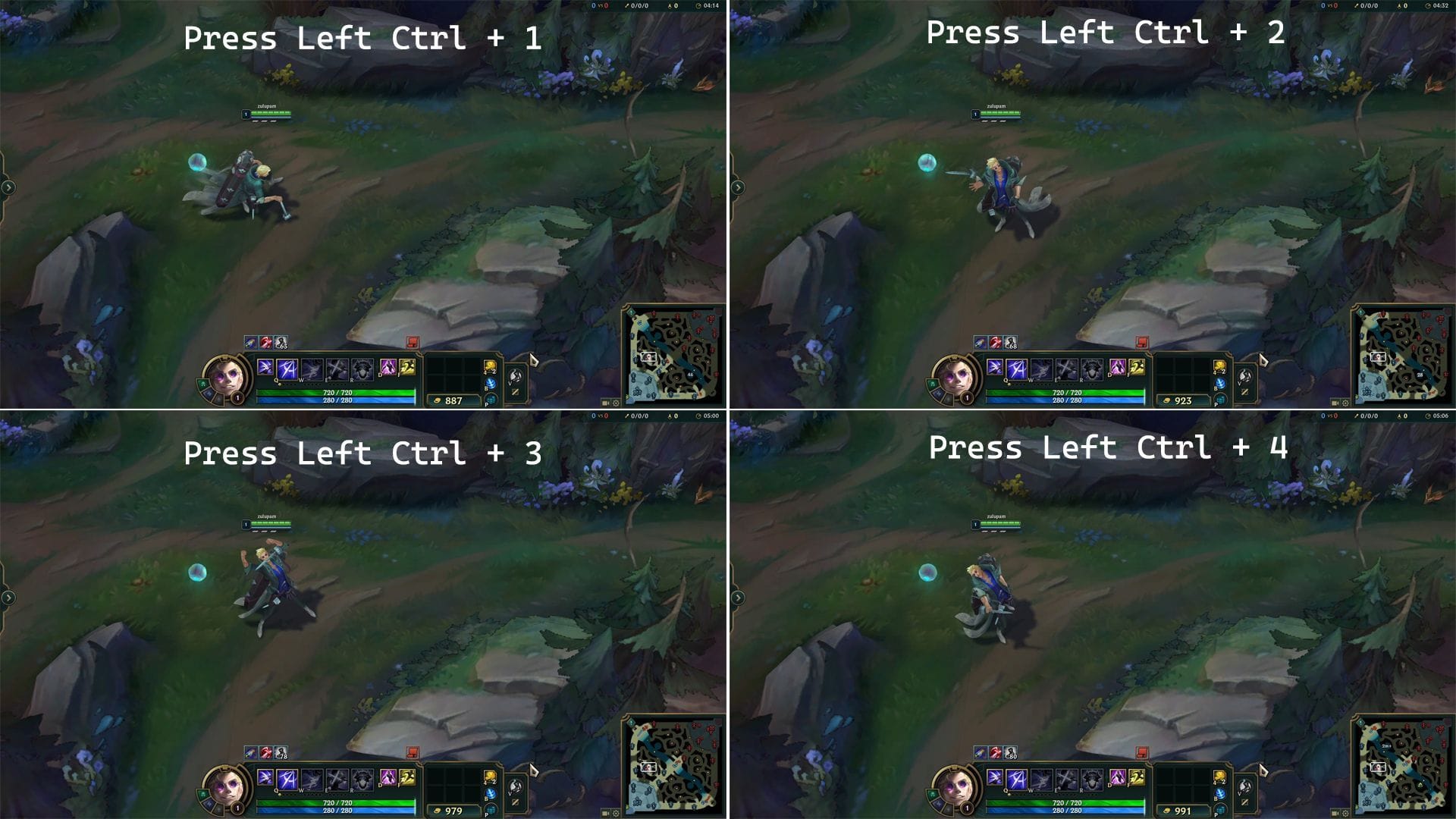 Todos os quatro emotes de Locke em LoL (imagem via Riot Games)