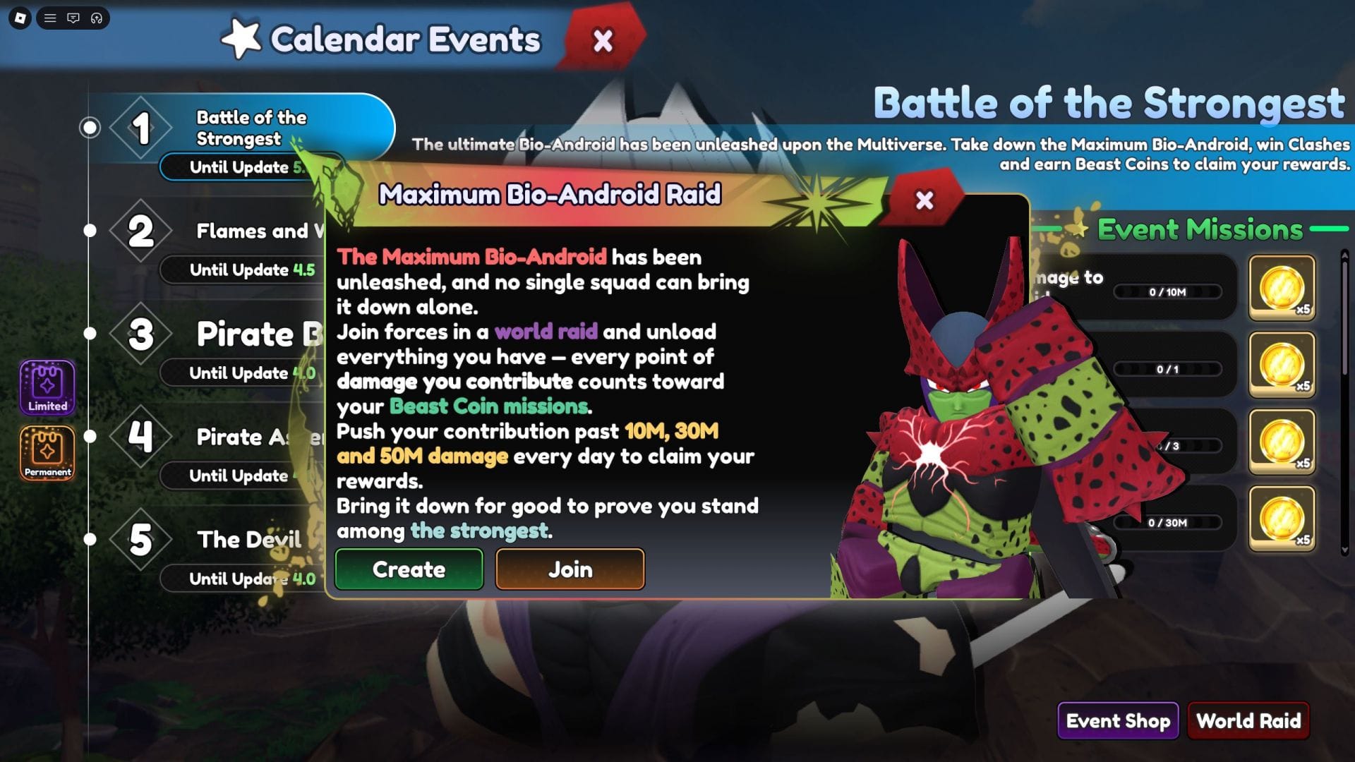 Visão geral da ressurreição do Bio-Android Raid (imagem via Roblox)