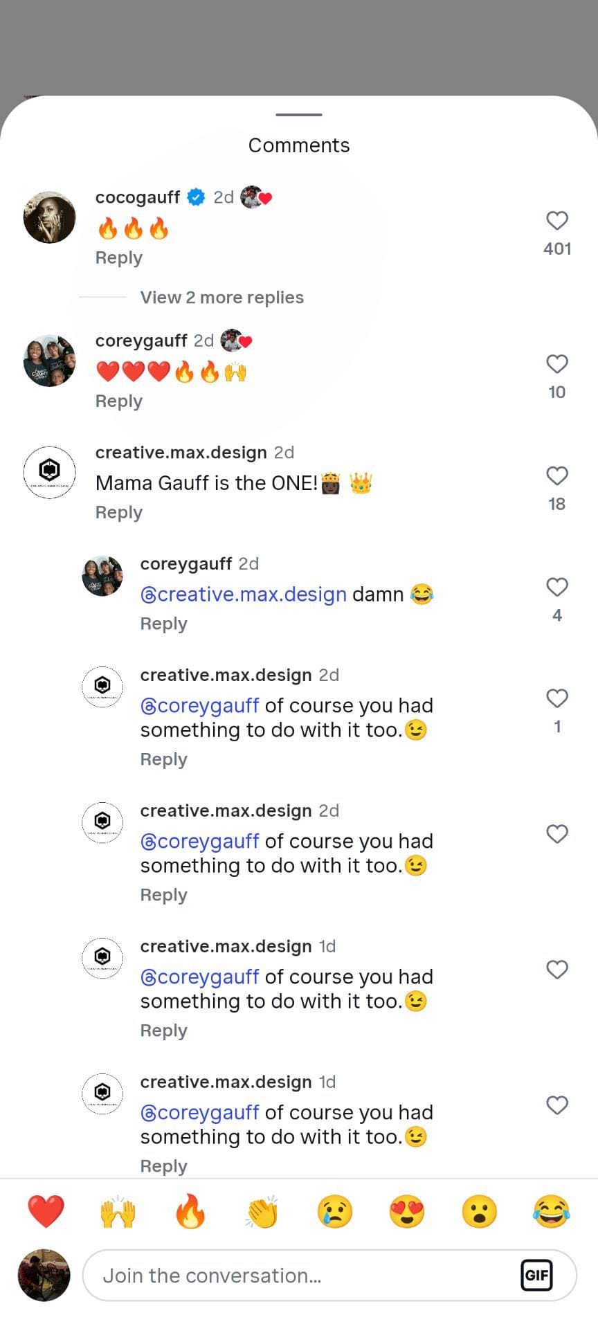 Captura de tela da seção de comentários da postagem do Instagram.