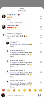 Captura de tela da seção de comentários da postagem do Instagram.