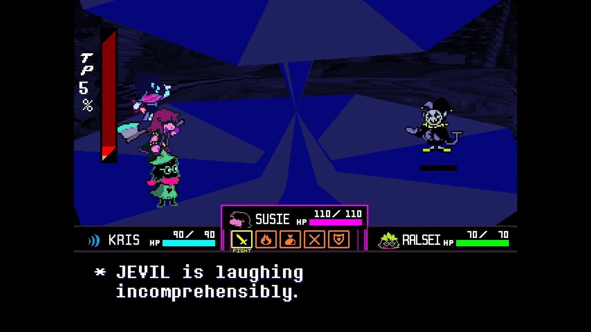 Luta de Jevil (Imagem via Toby Fox || YouTube/@Al-AmeenAdewunmi)