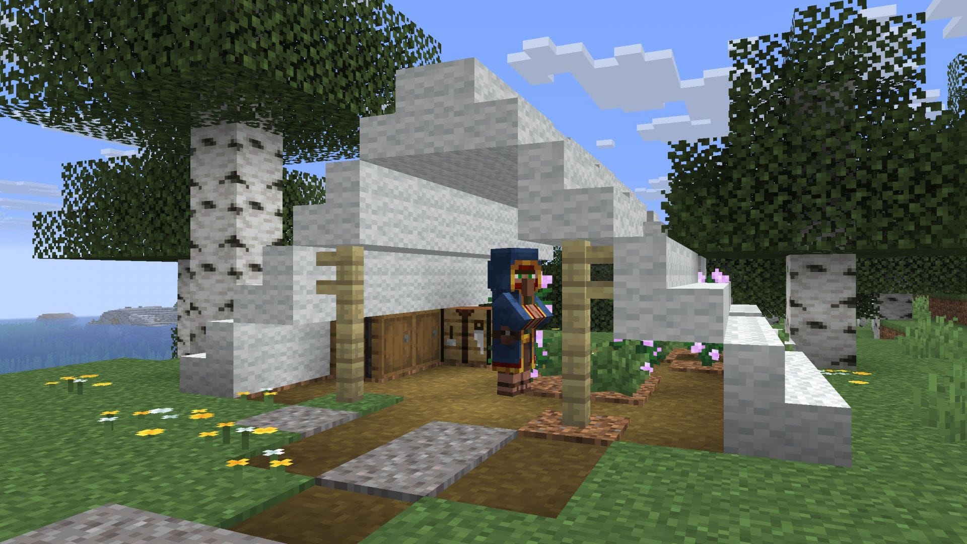 Há uma pequena dica de Mojang de que este é um acampamento de comerciantes errantes (Imagem via Mojang Studios || Sportskeeda)