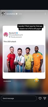 História de Ben Shelton no Instagram