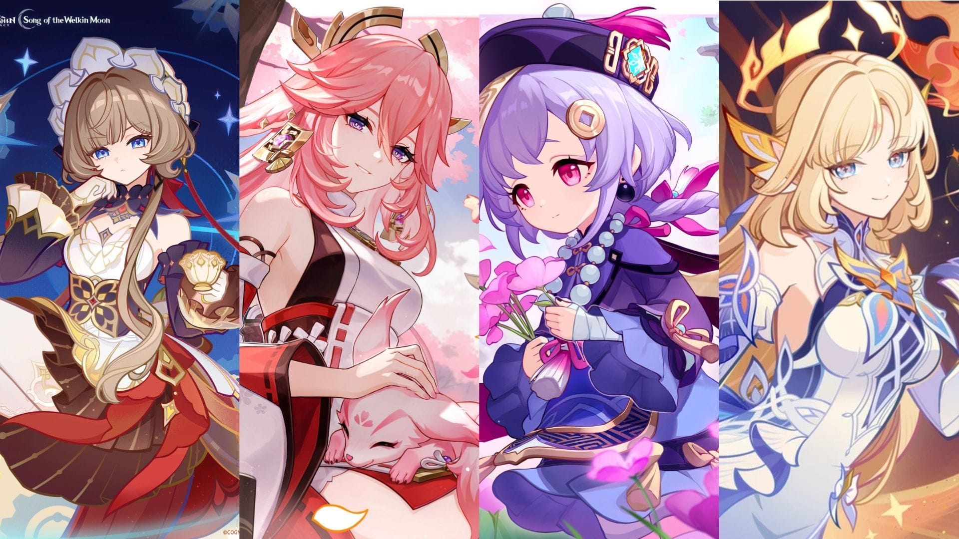 Sandrone, Yae Miko, Qiqi e Nicole (imagem via HoYoverse)