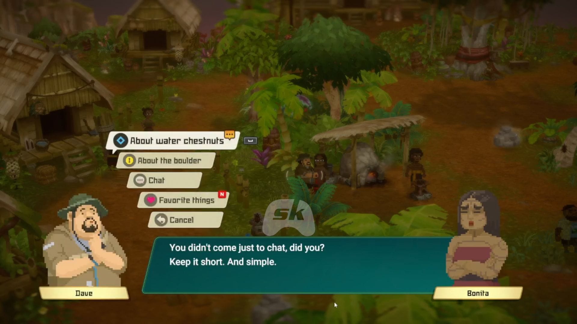 Como aldeões pedindo ajuda em Dave the Diver In the Jungle (Imagem via SK Gaming || Mintrocket)