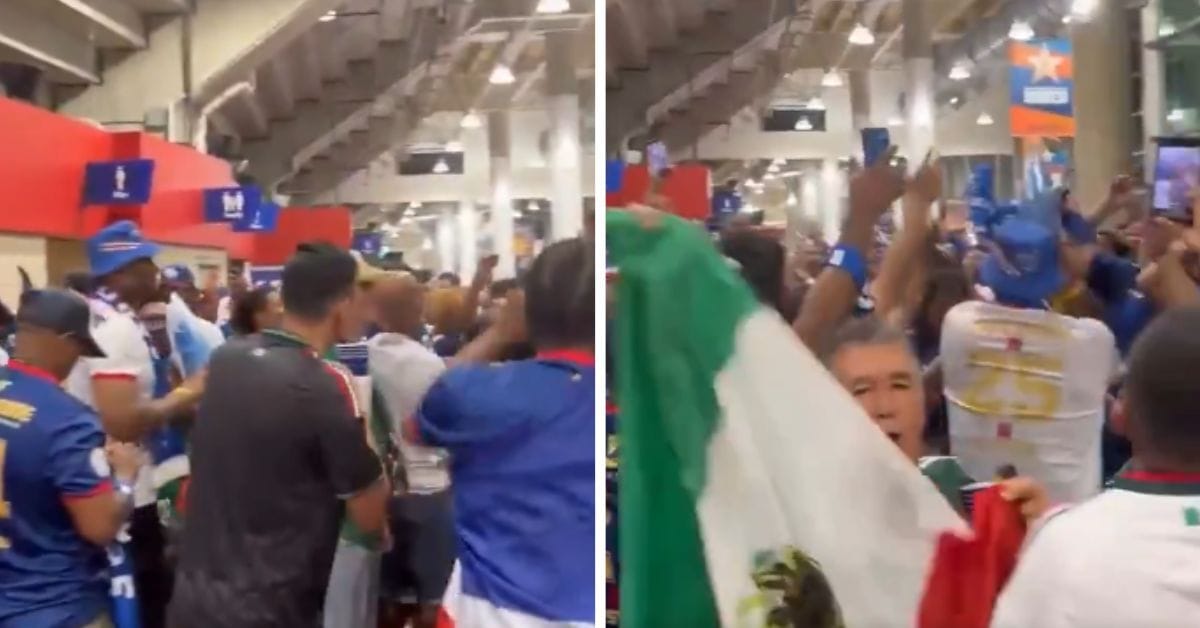 Mexico supporters join Cabo Verde fans to celebrate the FIFA World Cup debutants' qualification into knockouts of tournament