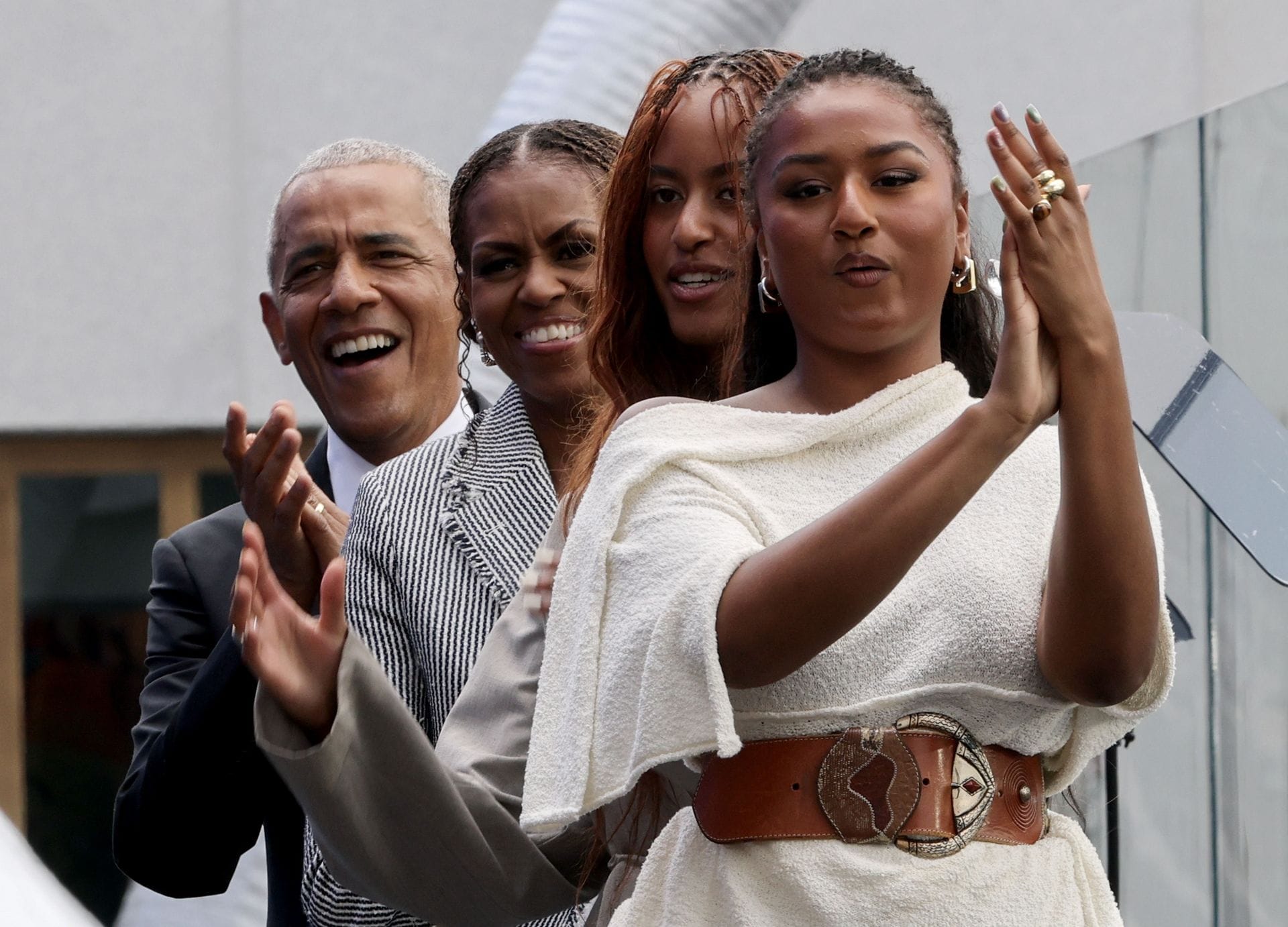How old are Malia and Sasha Obama? Barack Obama's kids join their parents in a rare public appearance for the opening of the Obama Center