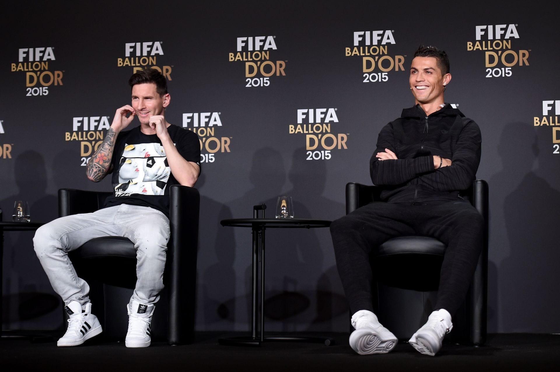Lionel Messi (à esquerda) e Cristiano Ronaldo - Fonte: Getty