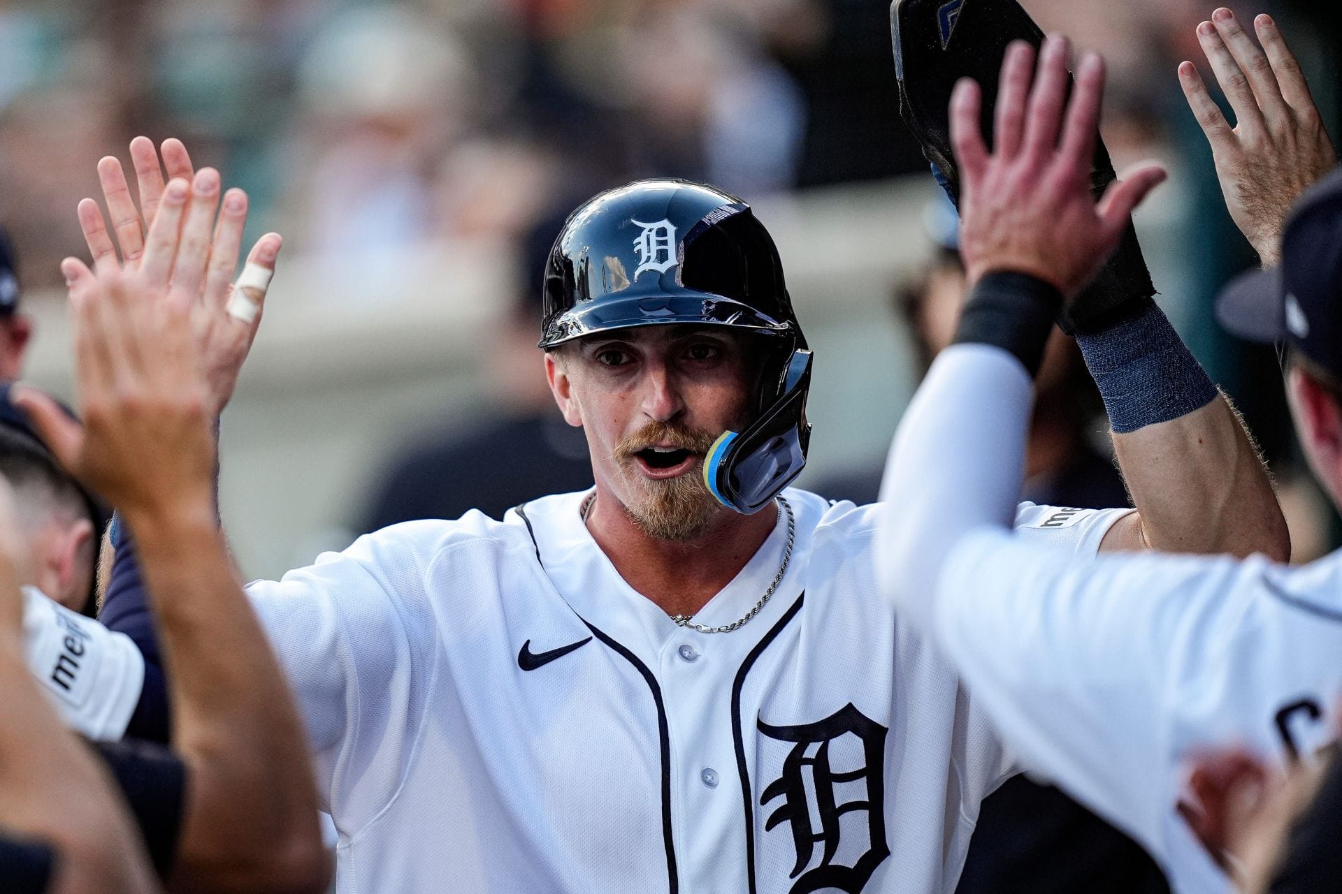 Ben Malgeri's fiancée Grace O'Connor reacts emotionally to Tigers rookie's MLB debut after five year minor league journey