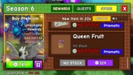 A semente Queen Fruit na loja (imagem via Roblox)