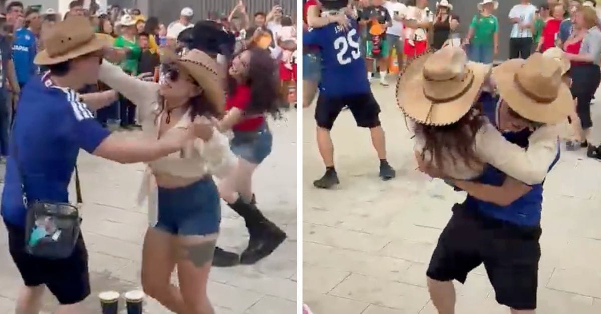Japan fan lifts Mexican woman up and dances with her after arriving in Monterrey for FIFA World Cup clash against Tunisia, video goes viral on X