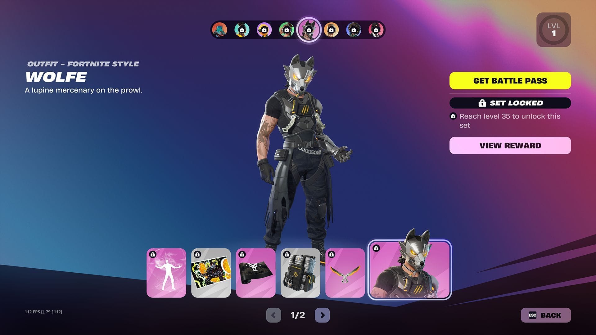 Recompensas para Wolfe (imagem via Epic Games)